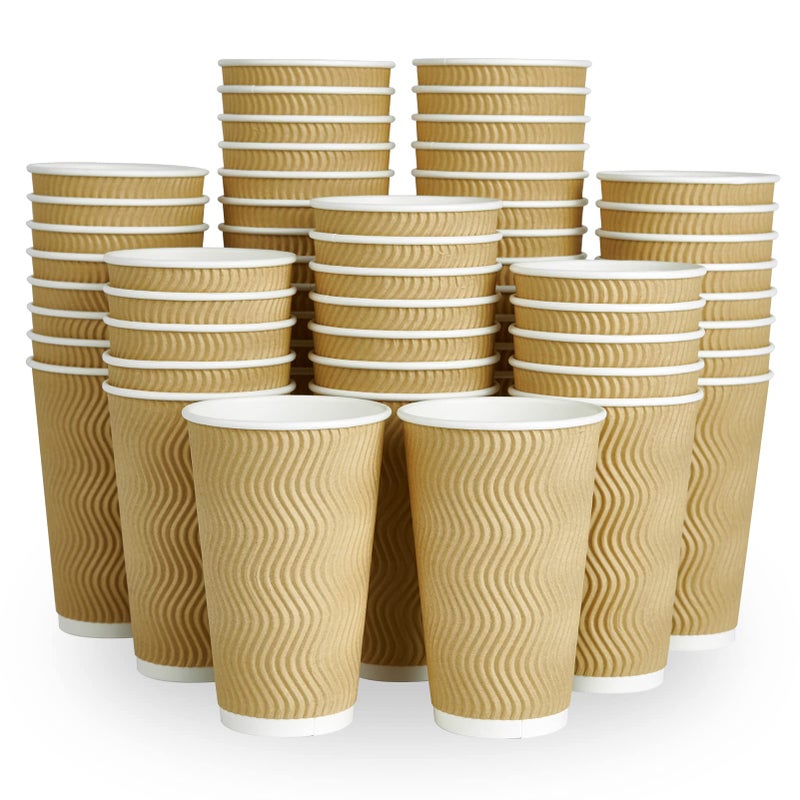 DAILYPACK 16 oz Coffee Cups 90 Count Insulated Ripple Wall Paper Hot Coffee Cups for Hot Beverage
